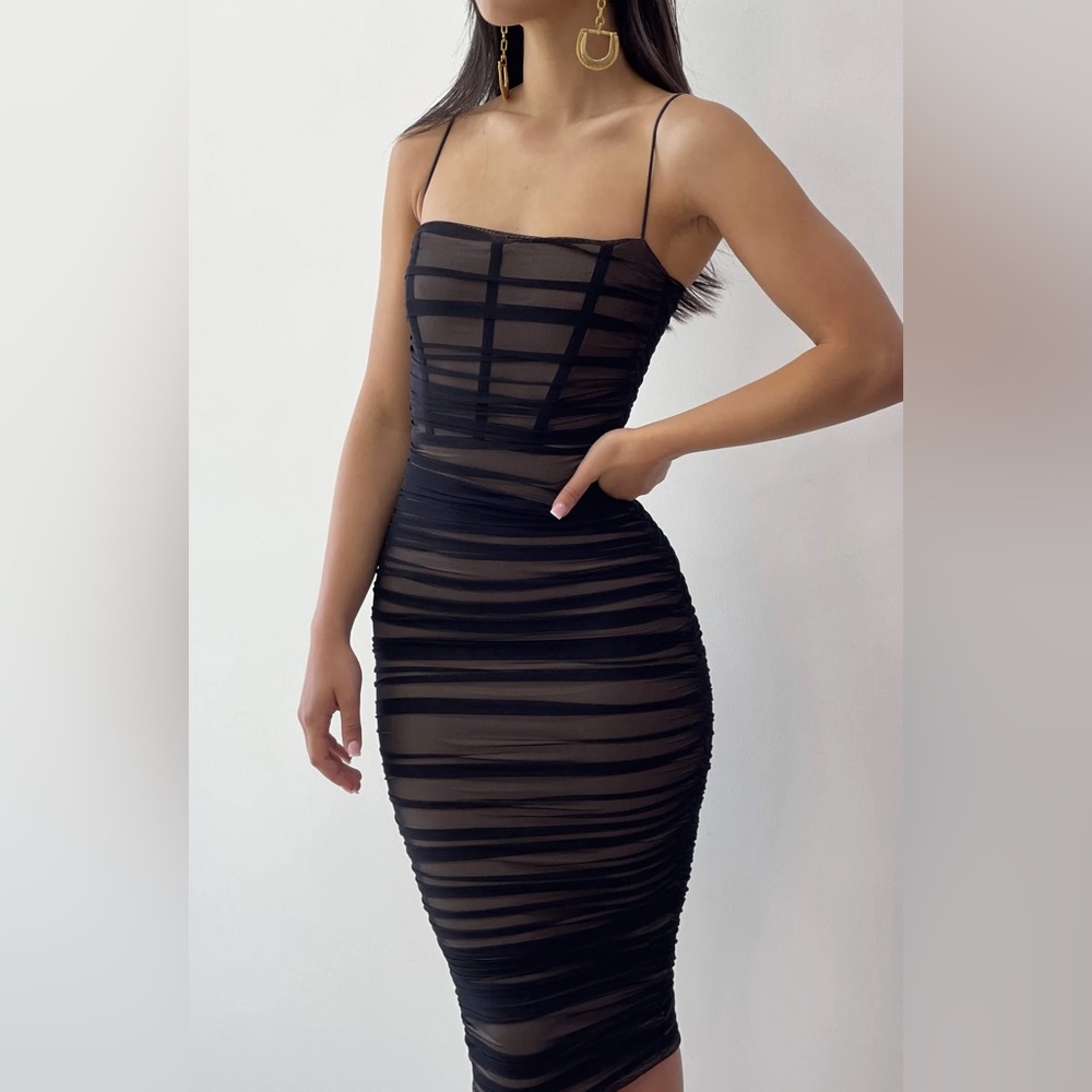 NOOKIE Black Mecca Midi dress in black and nude